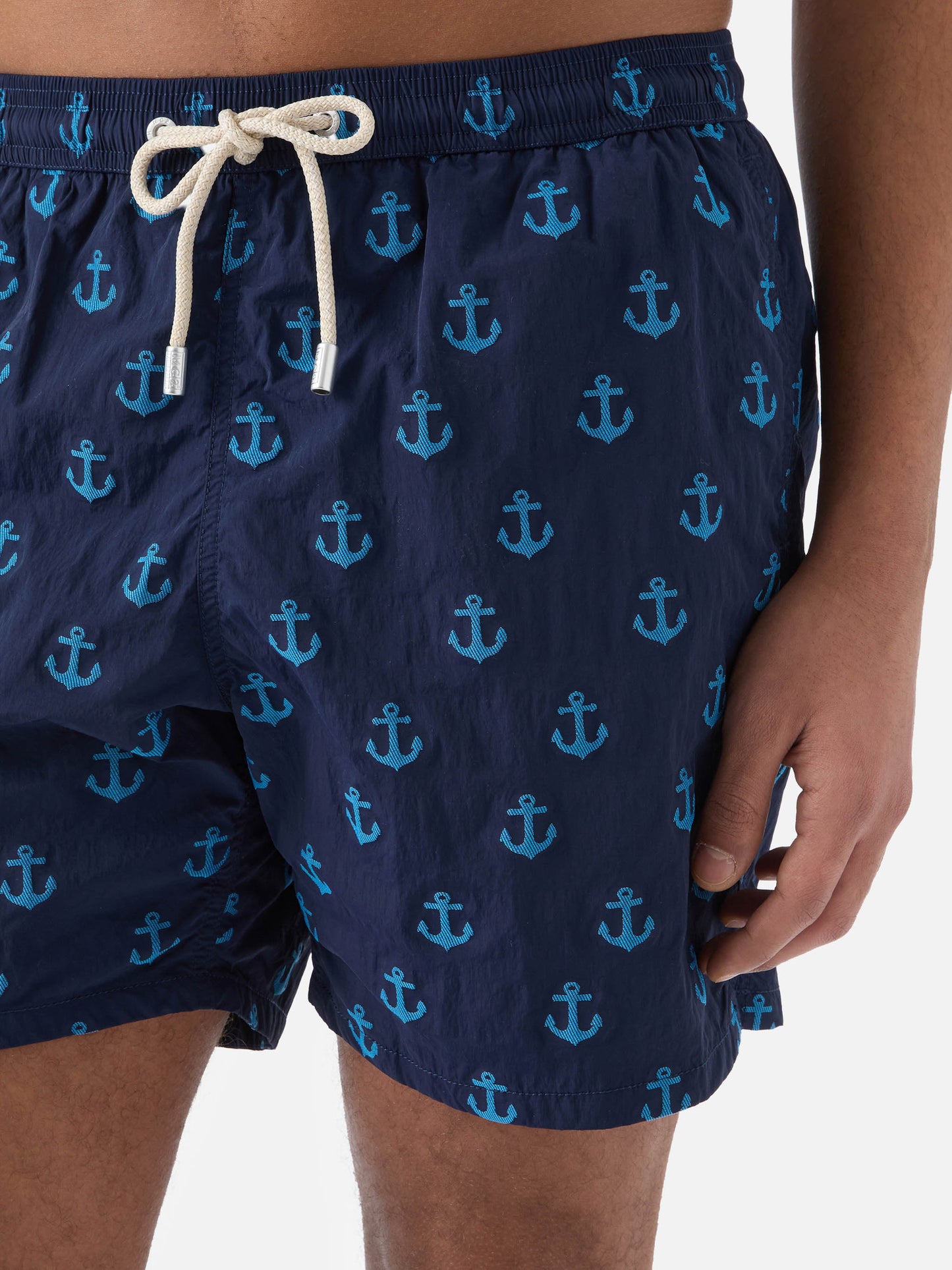 Patmos swim shorts in blue with all-over anchor print
