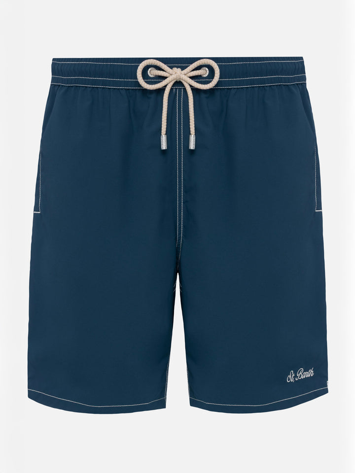 Navy blue long swim shorts Patmos - MC2 Saint Barth