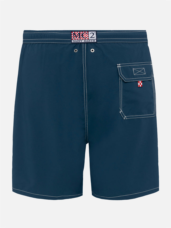 Navy blue long swim shorts Patmos - MC2 Saint Barth