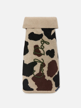 Dog sweater with cow skin jacquard and Cool Dog embroidery