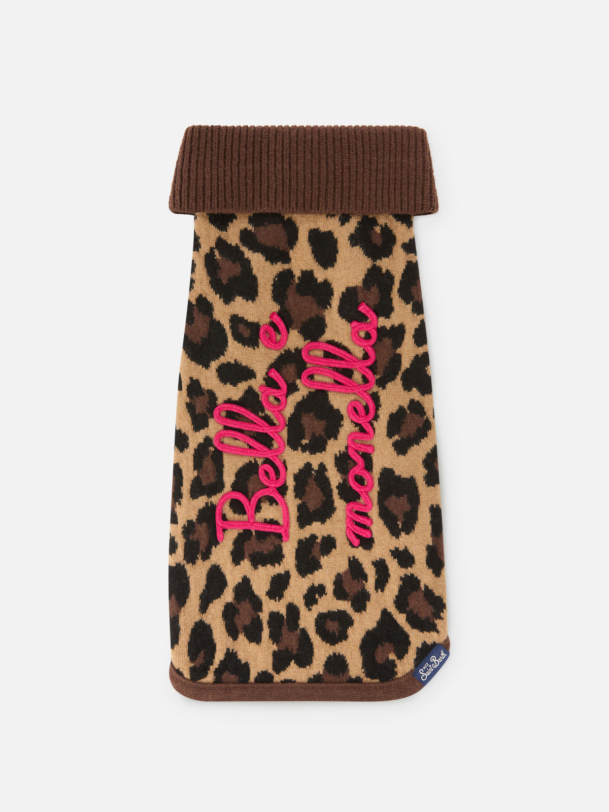 Pulldoger-Hundepullover mit Leopardenprint und Monella-Stickerei 