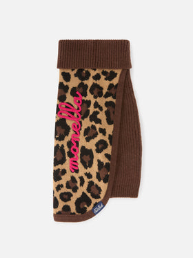 Pulldoger-Hundepullover mit Leopardenprint und Monella-Stickerei 