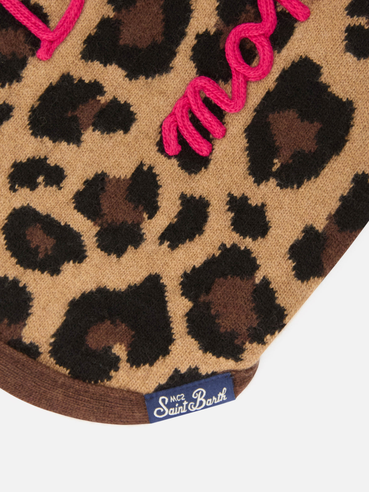 Pulldoger-Hundepullover mit Leopardenprint und Monella-Stickerei 