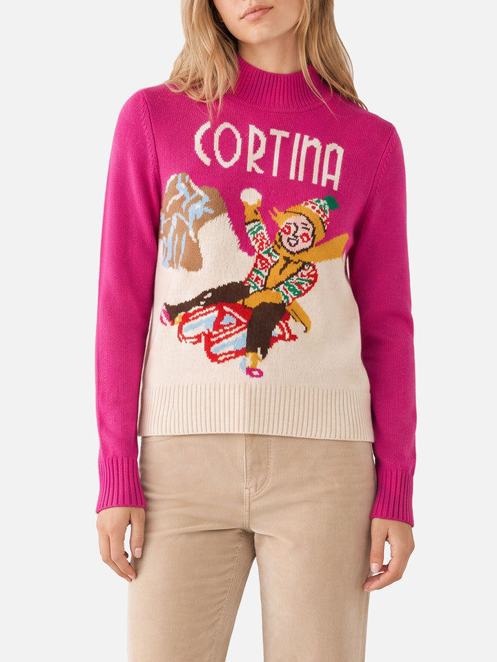 Pull fuchsia Peak avec imprimé Cortina 