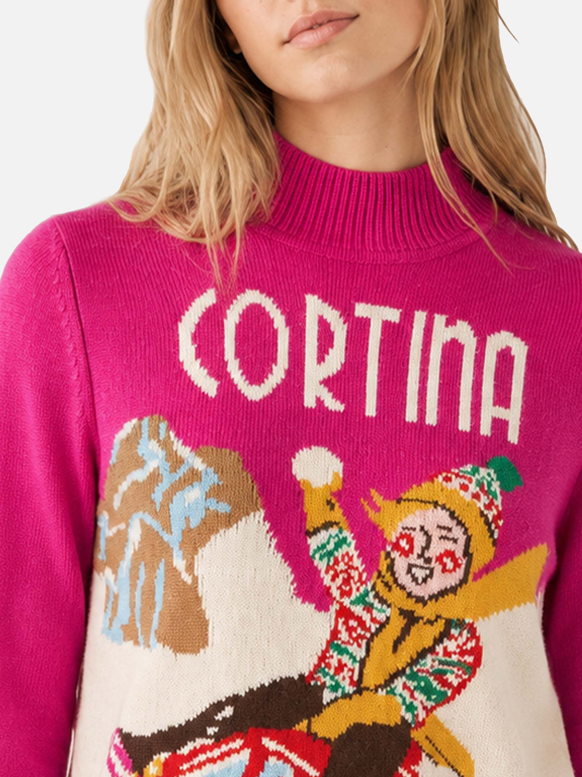 Pull fuchsia Peak avec imprimé Cortina 