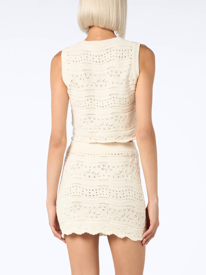 Woman sleeveless cotton knit top Peach - MC2 Saint Barth