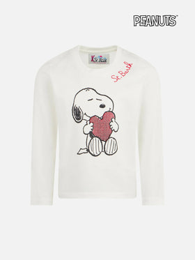 Girl heavy cotton t-shirt with Snoopy rhinestones print | SNOOPY PEANUTS™ SPECIAL EDITION