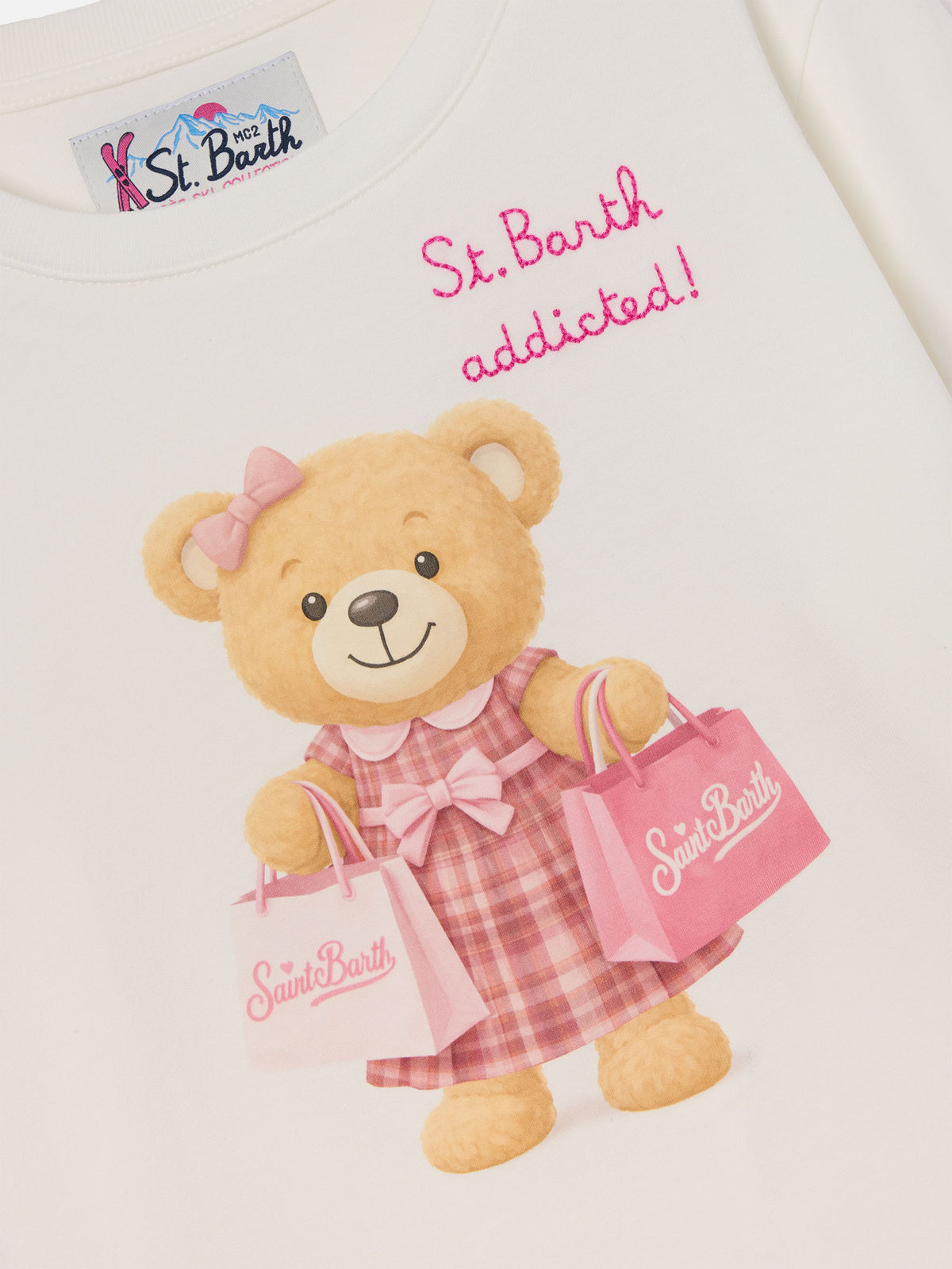 T-shirt manches longues White Penny en coton biologique avec imprimé ours en peluche 