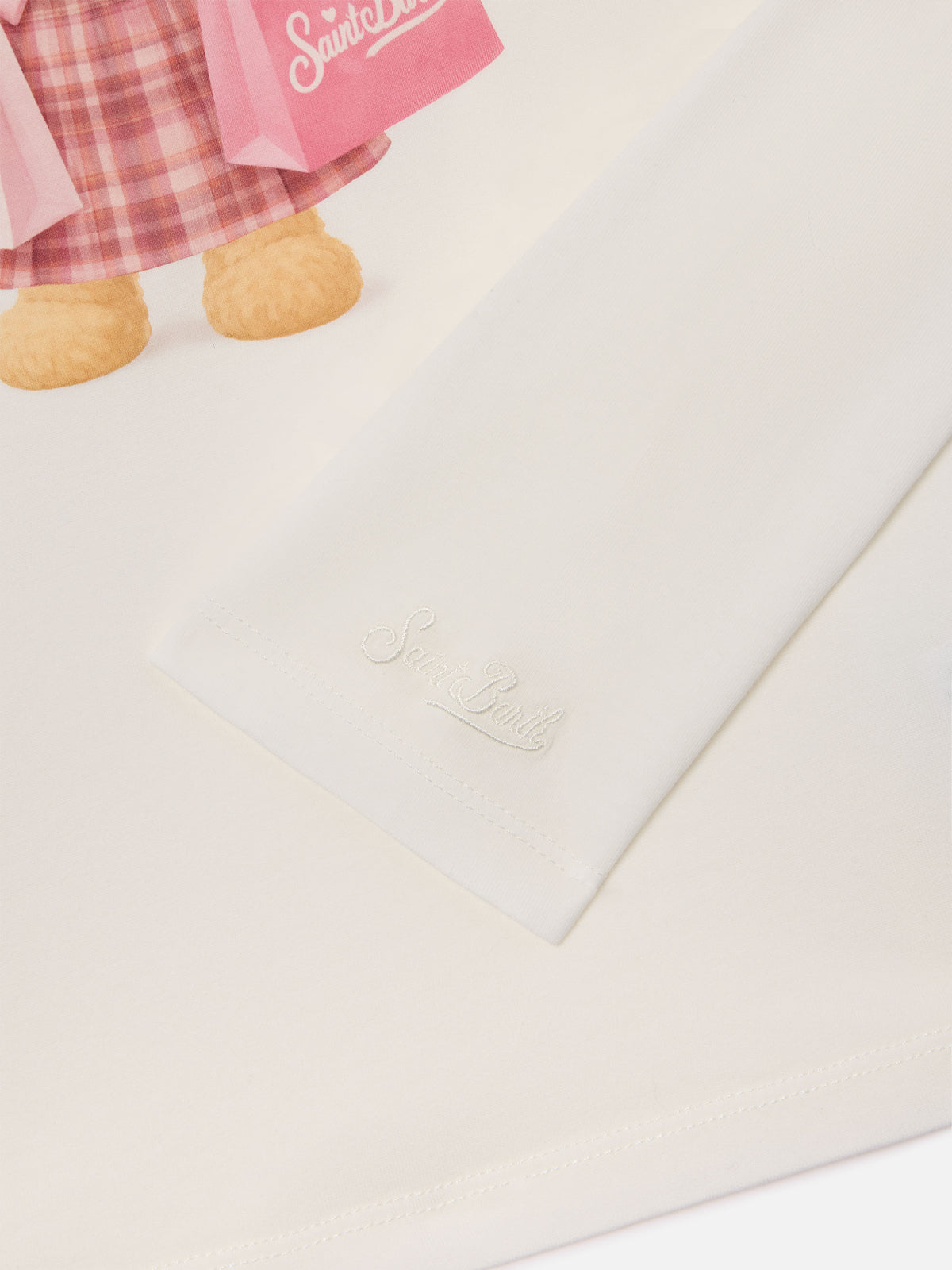 T-shirt manches longues White Penny en coton biologique avec imprimé ours en peluche 