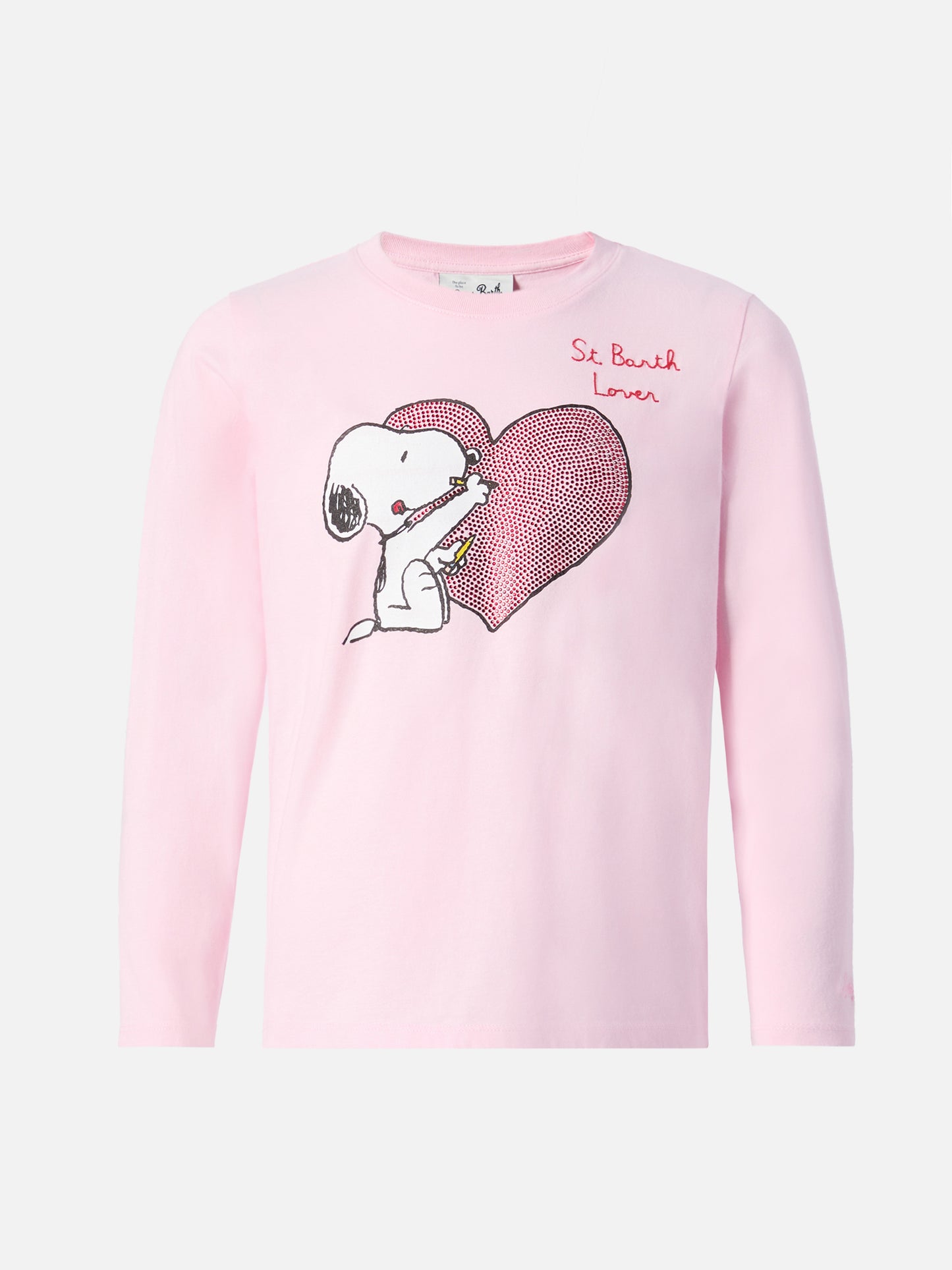 Penny long-sleeve cotton T-shirt in pink with Snoopy print and rhinestone appliqué | PEANUTS SPECIAL EDITION