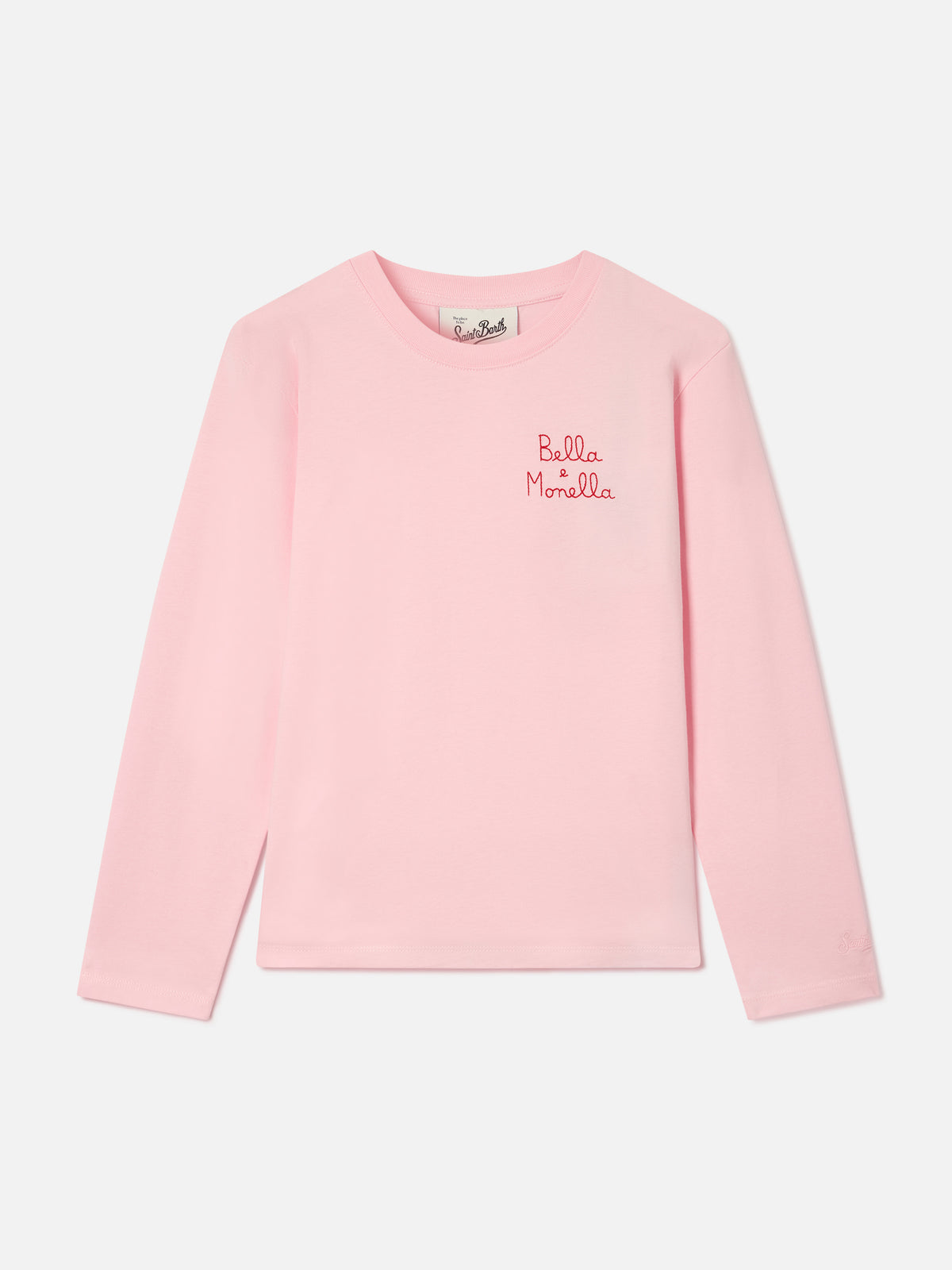 Camiseta de algodón Pink Penny de manga larga con bordado Bella E Monella 