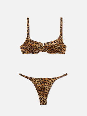 Bikini Perlamir balconette con stampa leopardata all-over