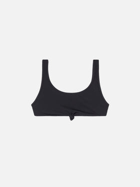 Black ribbed bralette Petra with front knot