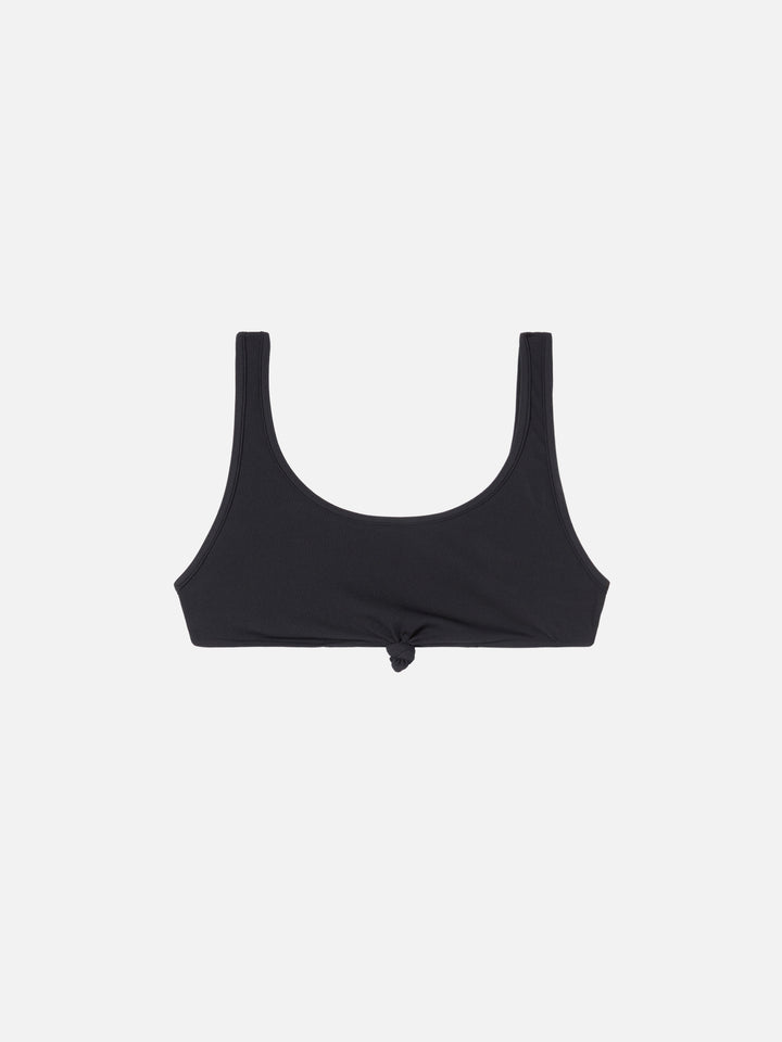 Black ribbed bralette Petra with front knot