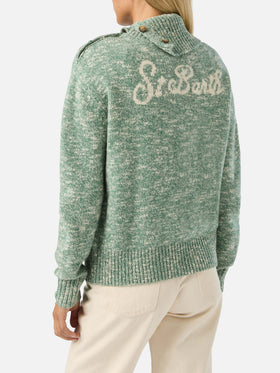 Pull en laine à col roulé Sage Philomene avec broderie logo 