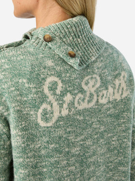 Pull en laine à col roulé Sage Philomene avec broderie logo 