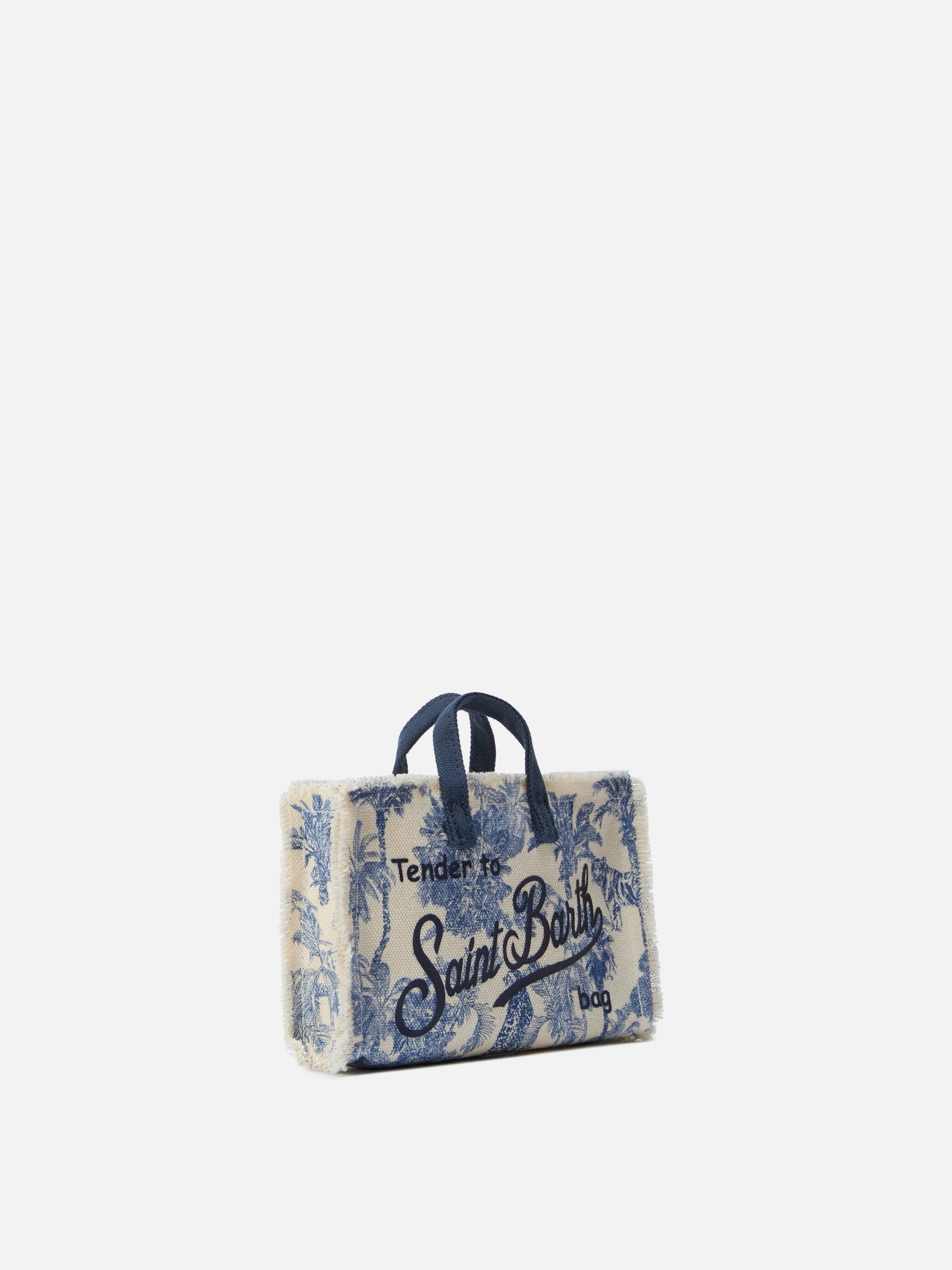 Micro Phone canvas bag with toile de jouy print and contrasting logo