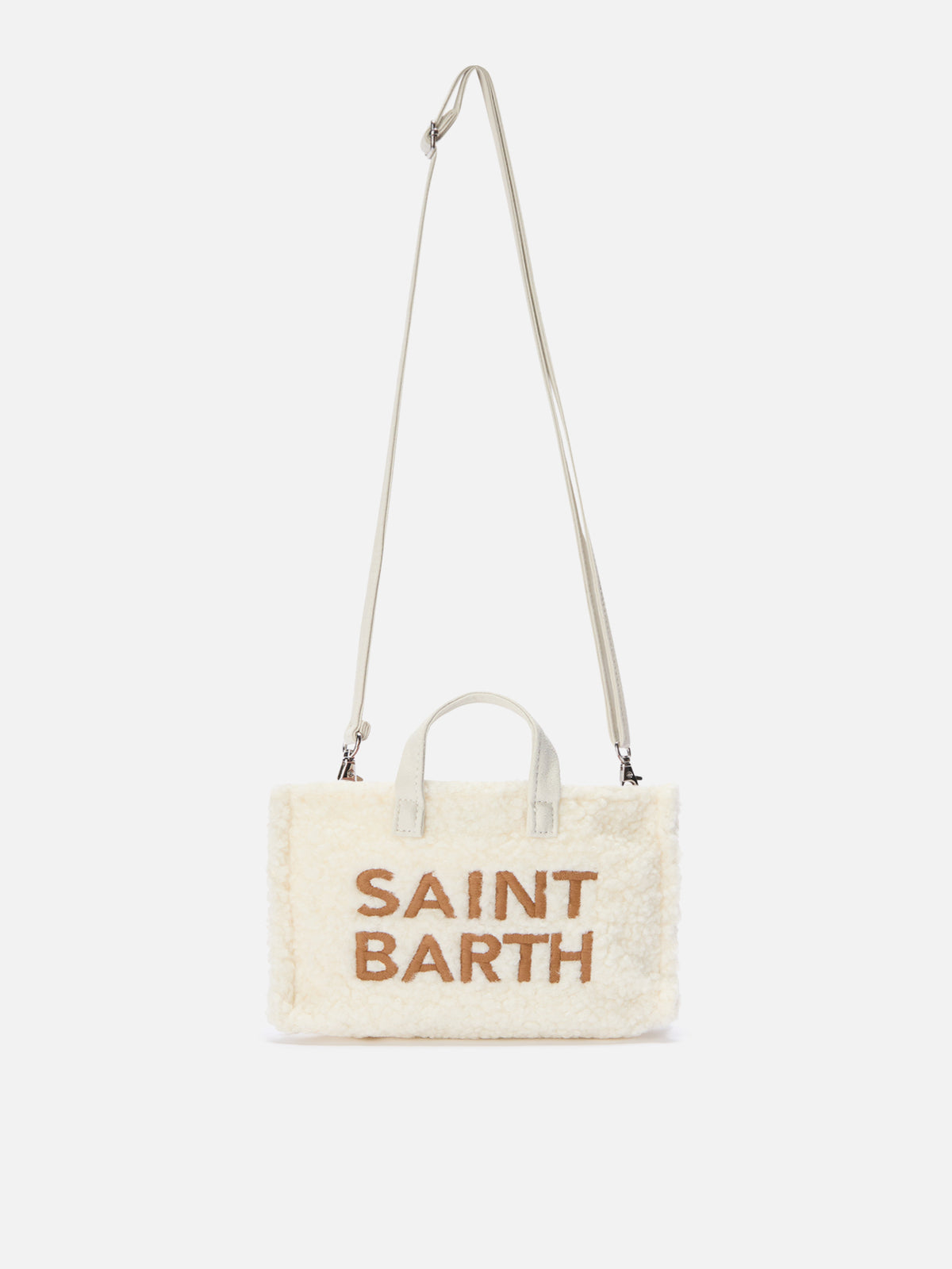 Off white Phone Bag in teddy fabric with logo embroidery