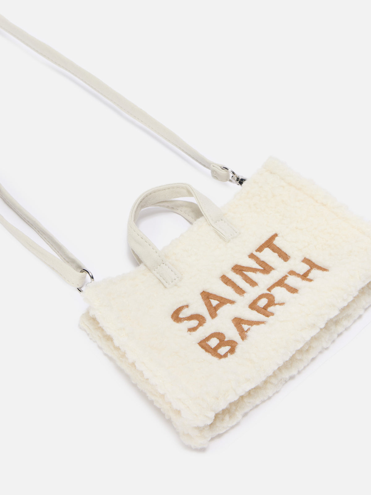 Off white Phone Bag in teddy fabric with logo embroidery