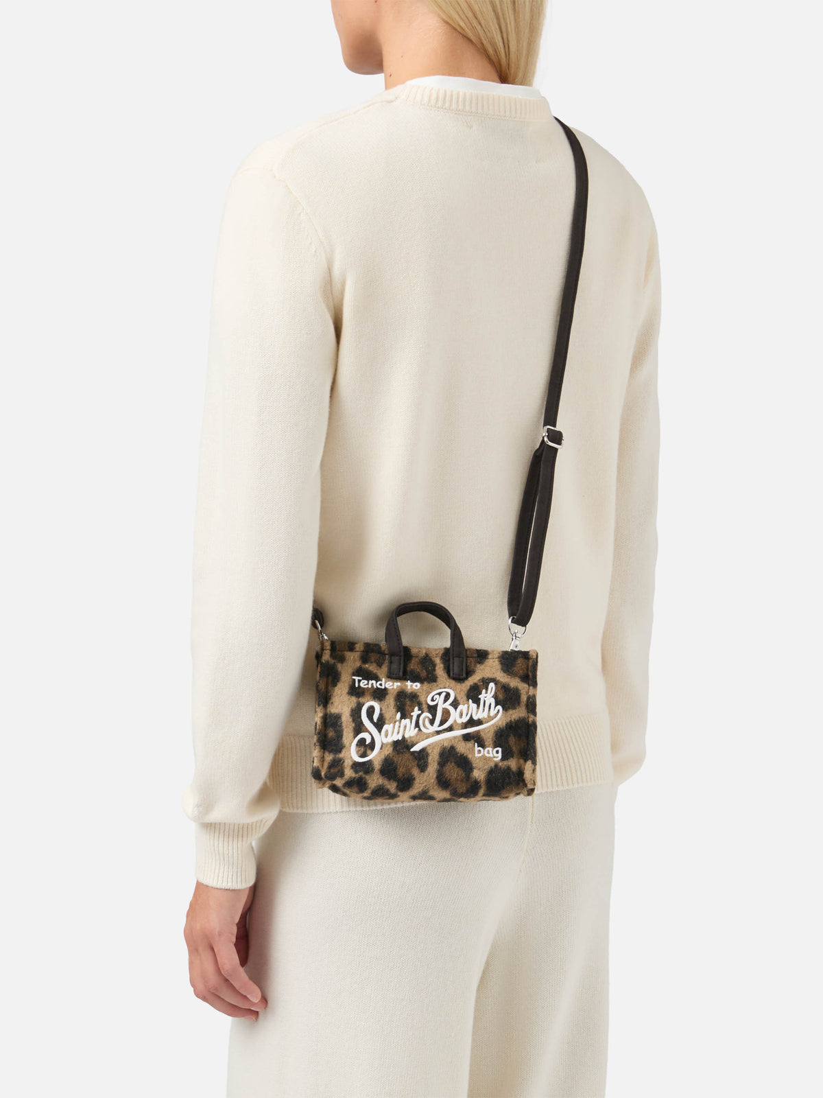Phone Bag in felt with leopard print