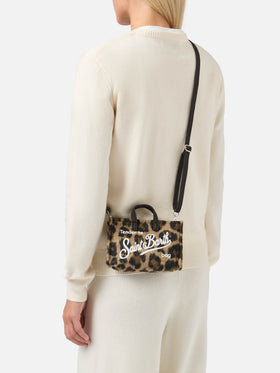 Phone Bag in felt with leopard print
