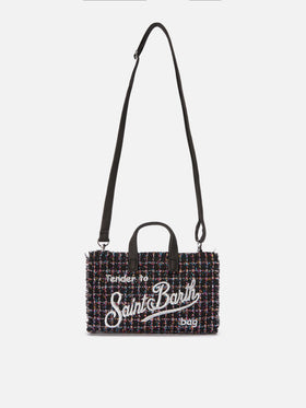 Black Phone Bag in tweed with logo embroidery