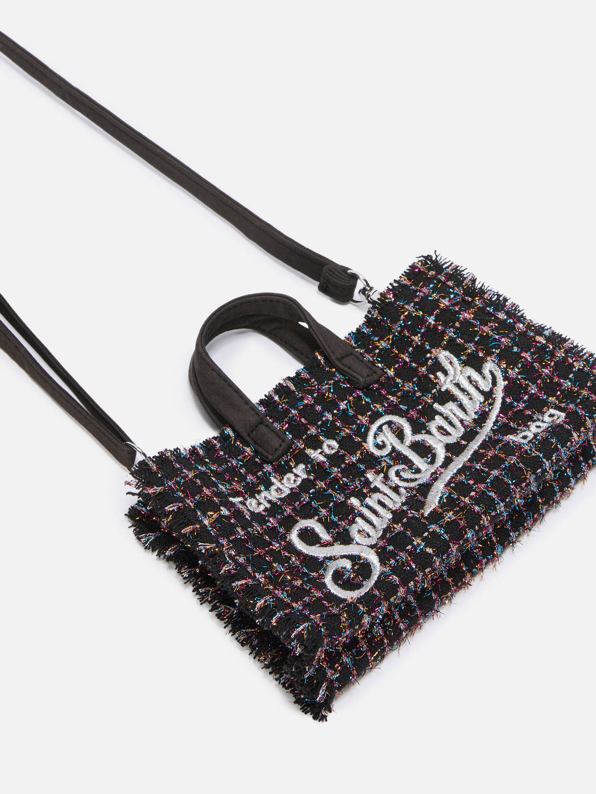 Black Phone Bag in tweed with logo embroidery
