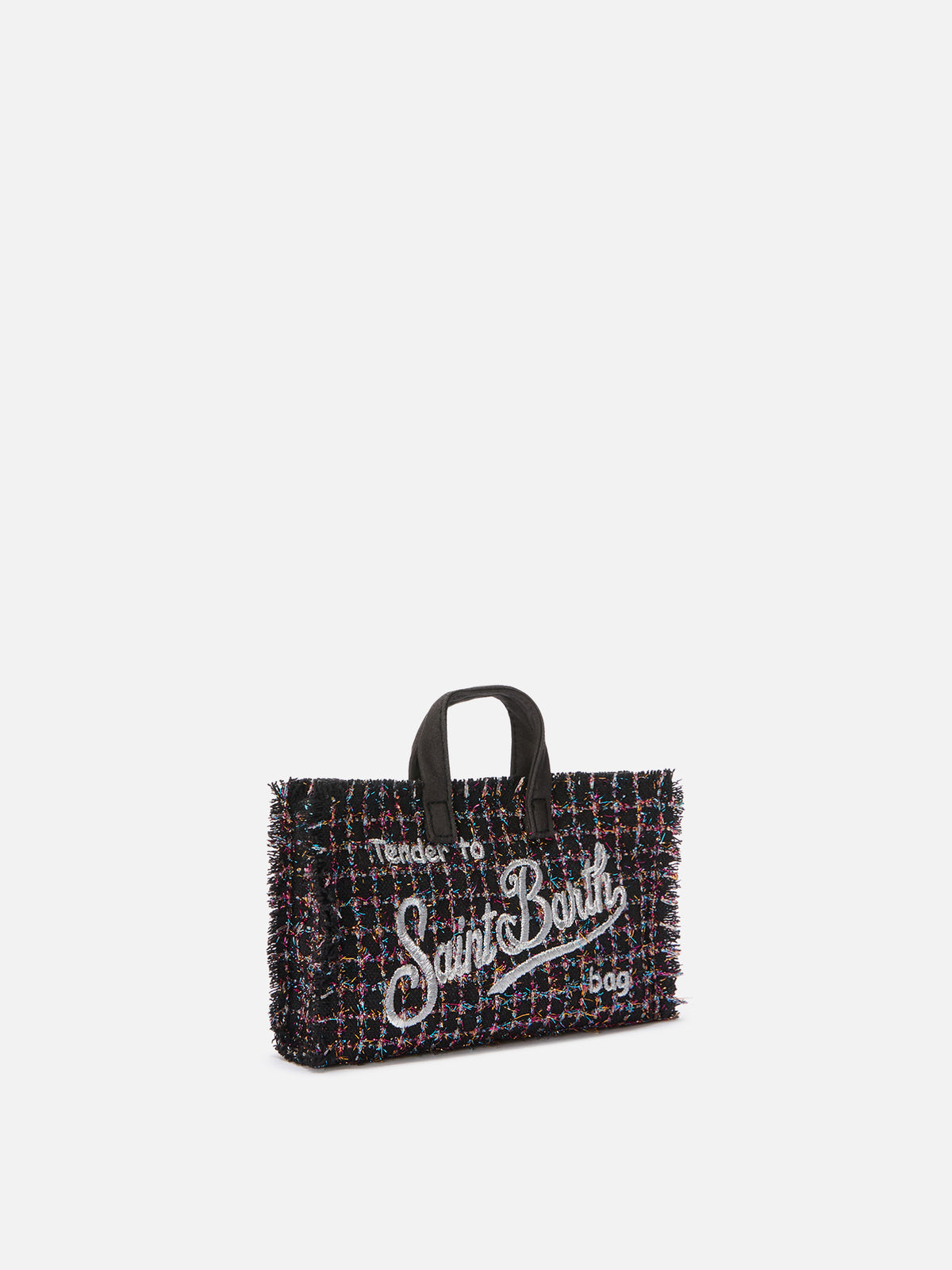Black Phone Bag in tweed with logo embroidery