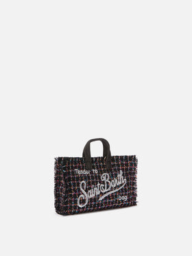 Black Phone Bag in tweed with logo embroidery