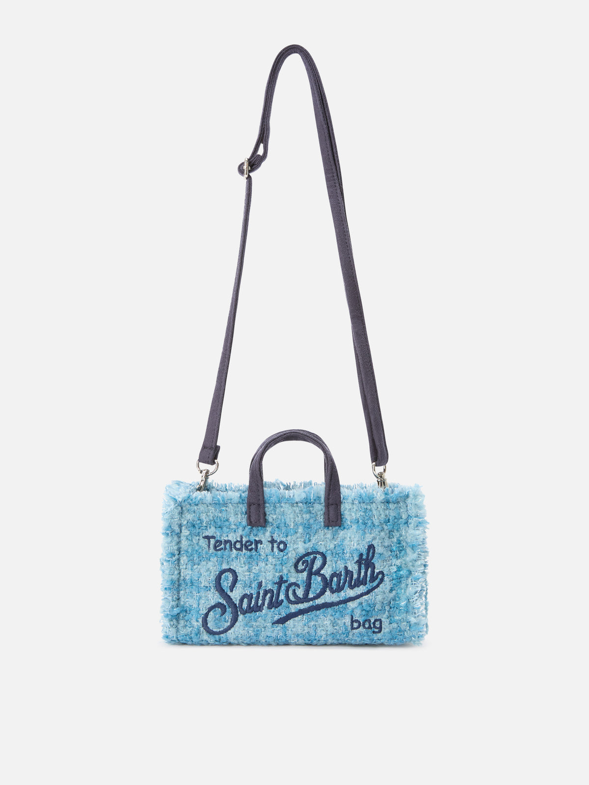 Pochette pour téléphone Light blue en tweed avec broderie logo 