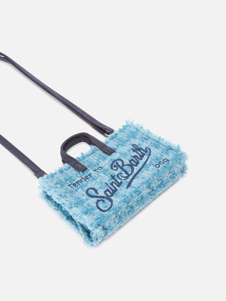 Pochette pour téléphone Light blue en tweed avec broderie logo 