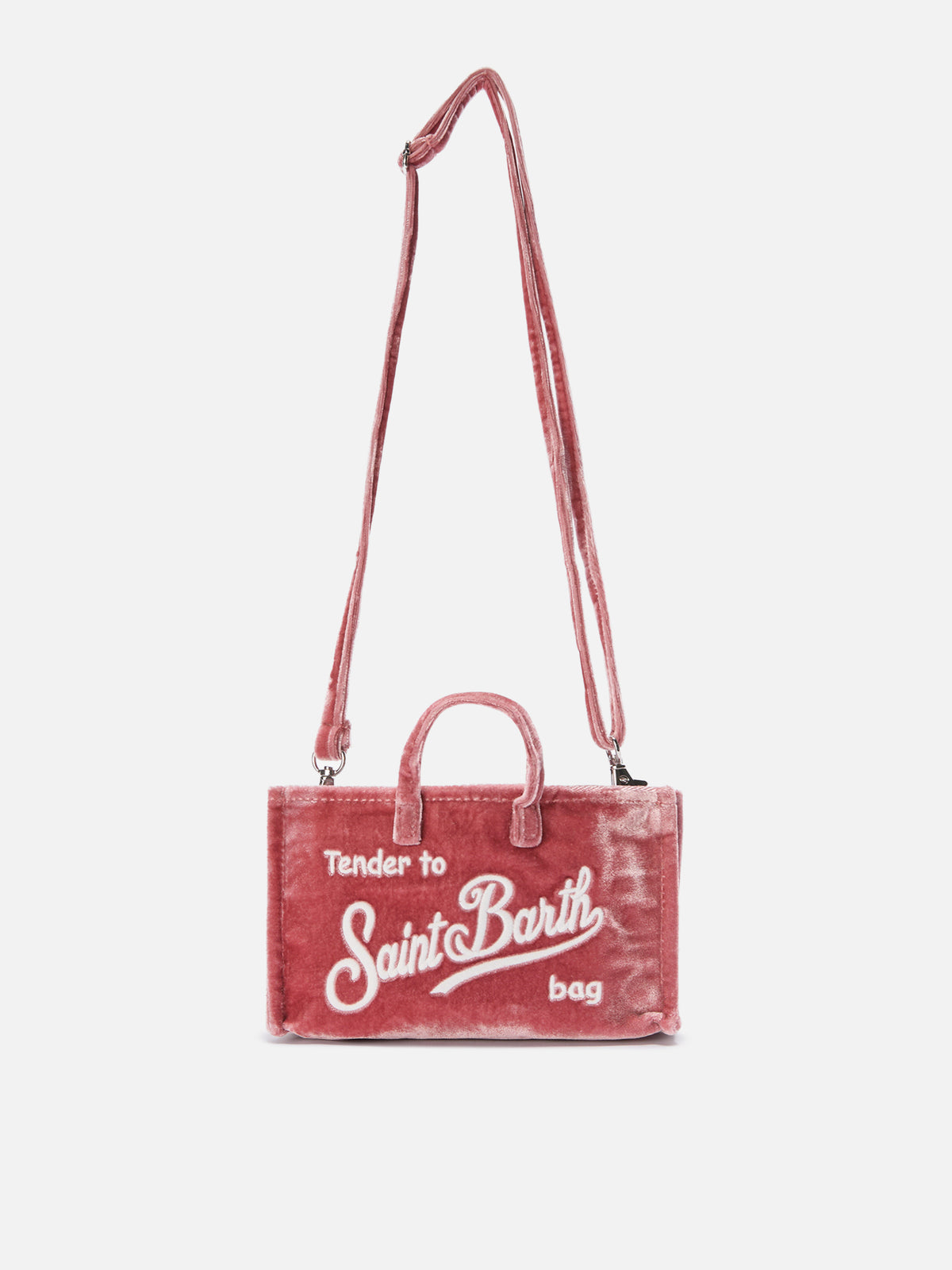 Sac pour téléphone rose en velours avec logo brodé 