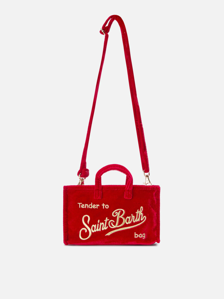 Phone Bag rossa in velluto con ricamo logo