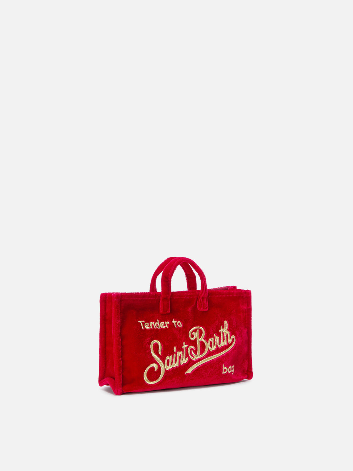 Sac téléphone rouge en velours avec logo brodé 