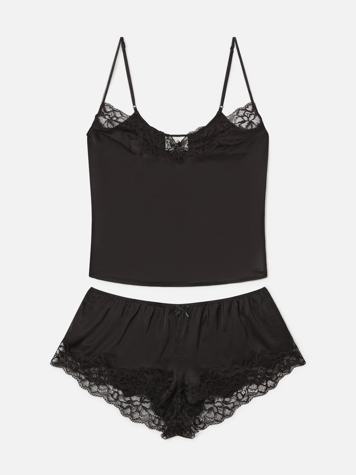 Ensemble top Pilar noir et short avec dentelle 