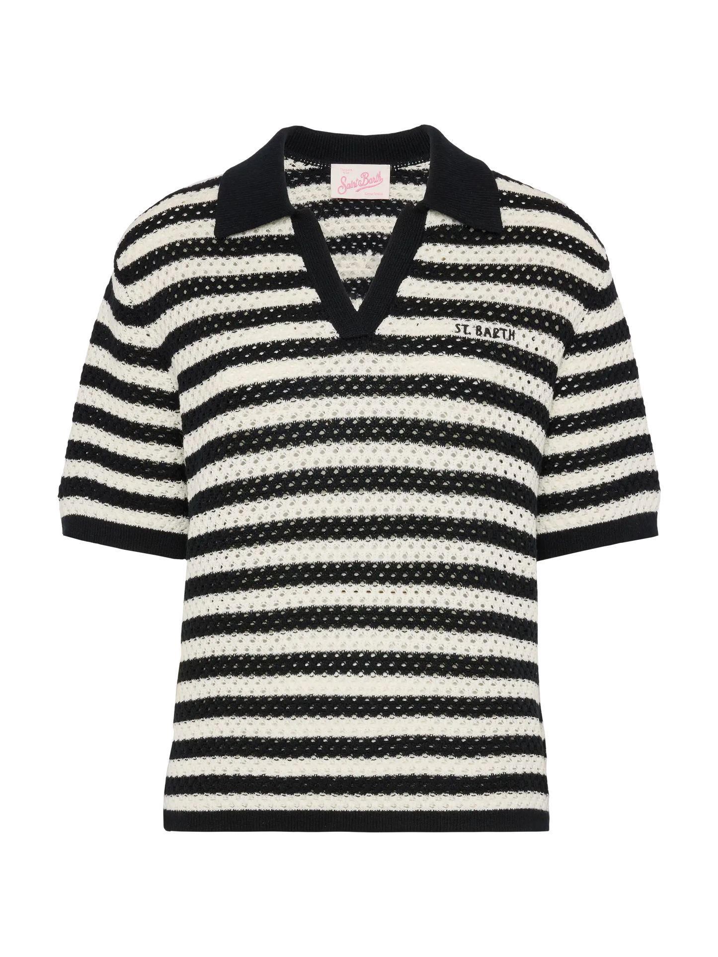Pixie black striped knit polo - MC2 Saint Barth