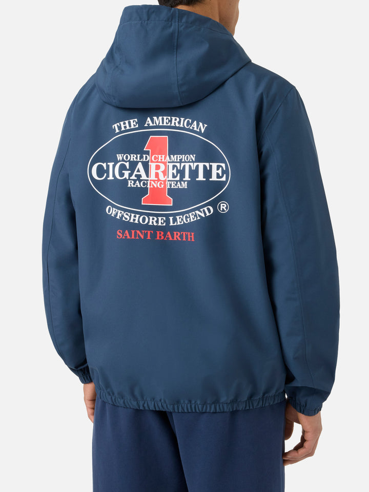 Giacca Pilot blu navy in tessuto tecnico con stampa Cigarette | Special Edition