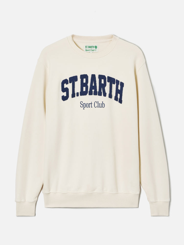 Sweat-shirt Ponza en coton crème avec logo Sport Club en relief effet éponge 