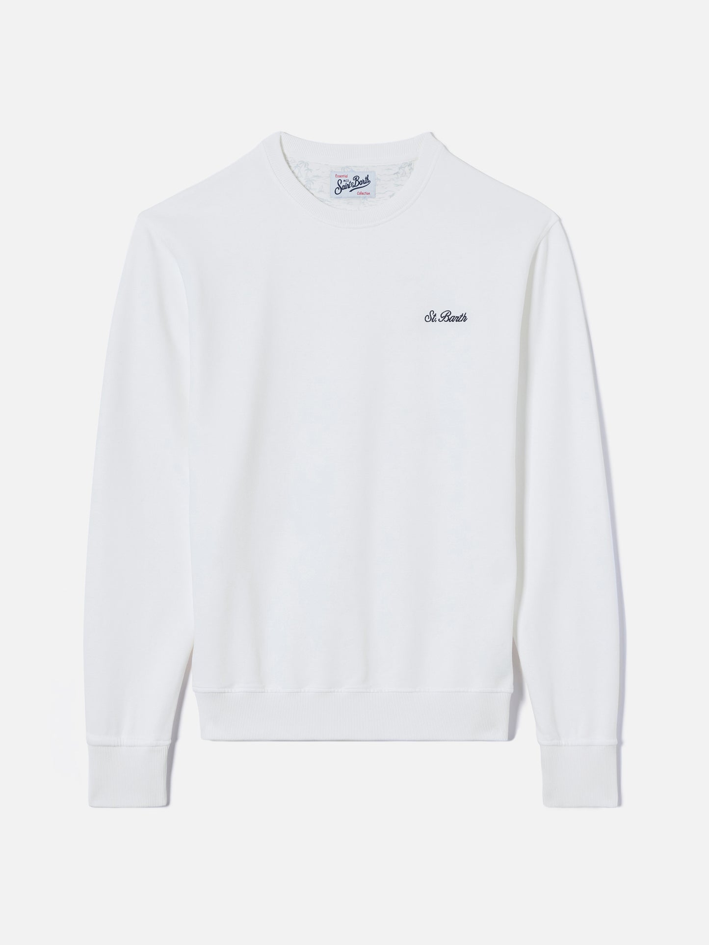White Ponza sweatshirt with contrasting St. Barth embroidery