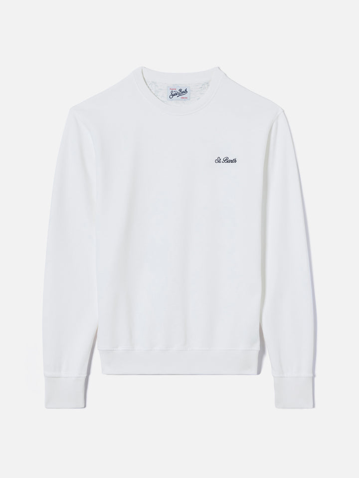 White Ponza sweatshirt with contrasting St. Barth embroidery