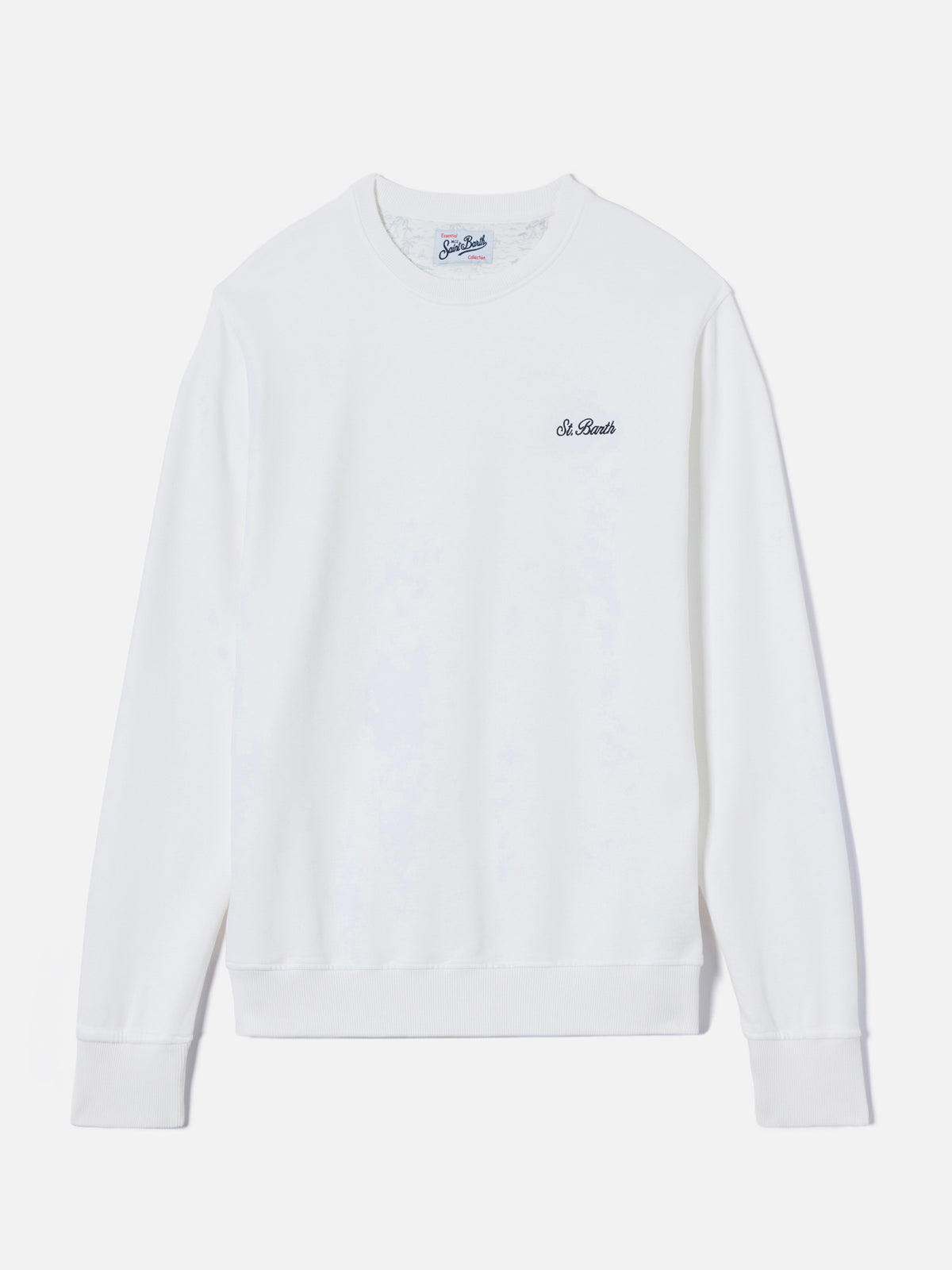 White Ponza sweatshirt with contrasting St. Barth embroidery