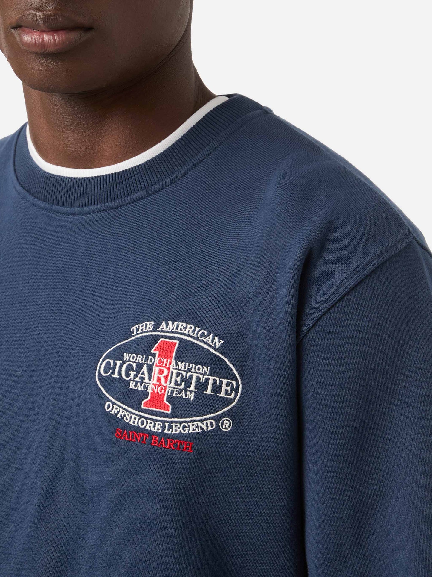 Sudadera de cuello redondo Ponza azul marino con estampado Cigarette | Special Edition 