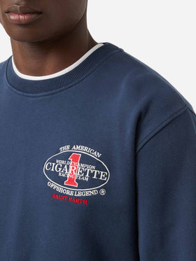 Sudadera de cuello redondo Ponza azul marino con estampado Cigarette | Special Edition 