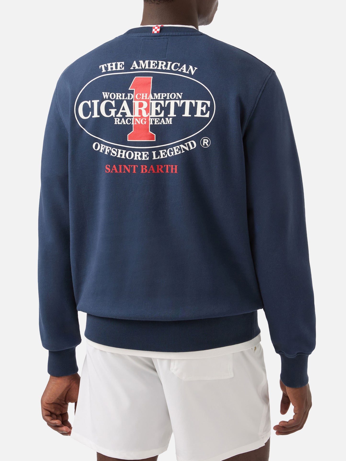 Sudadera de cuello redondo Ponza azul marino con estampado Cigarette | Special Edition 