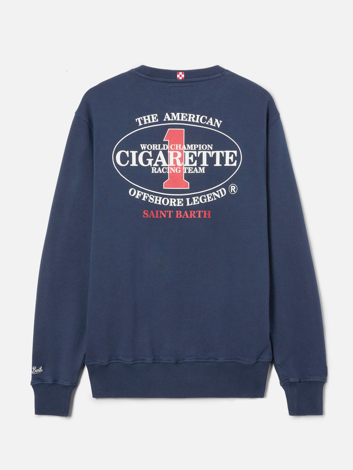 Sweat-shirt ras-du-cou Ponza bleu marine avec imprimé Cigarette | Édition spéciale 