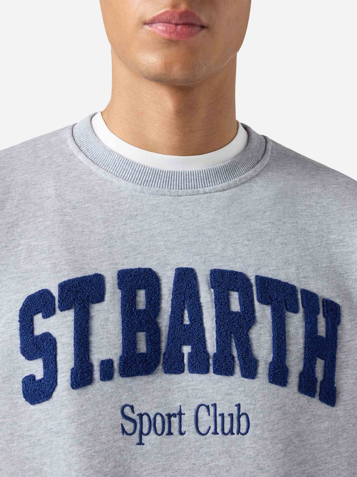 Grey Ponza cotton sweatshirt with Sport Club raised terry-effect logo