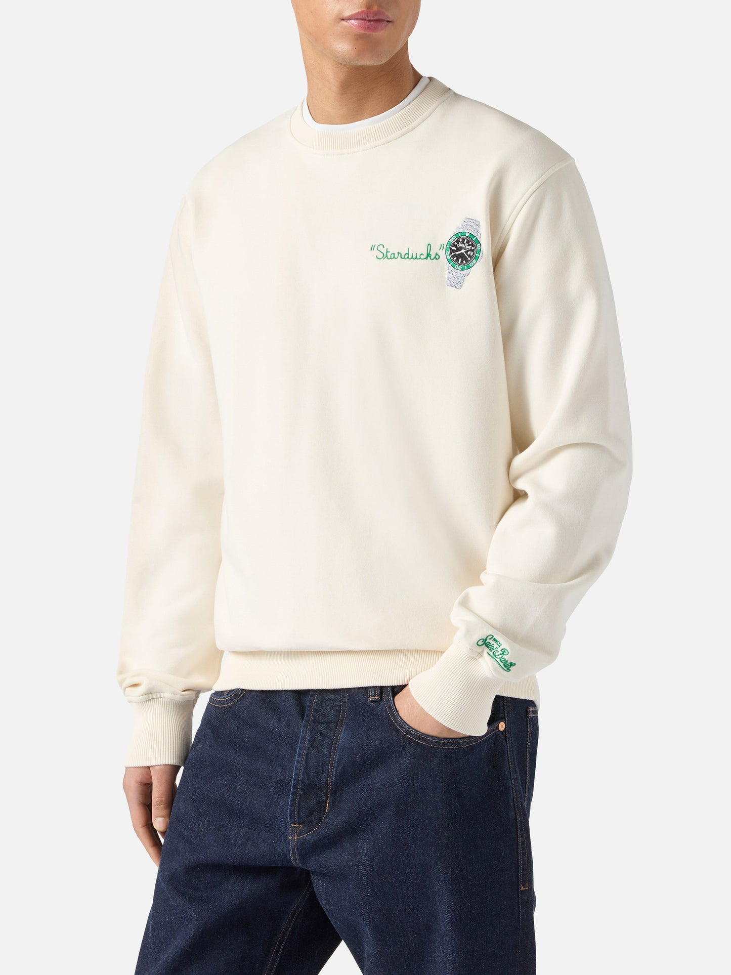 Sudadera Ponza color crema con bordado Starducks 