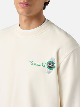 Sudadera Ponza color crema con bordado Starducks 