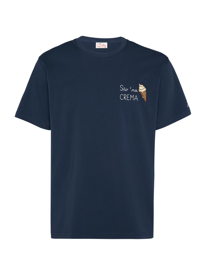 Classic fit cotton jersey t-shirt Portofino with Sto na crema embroidery - MC2 Saint Barth