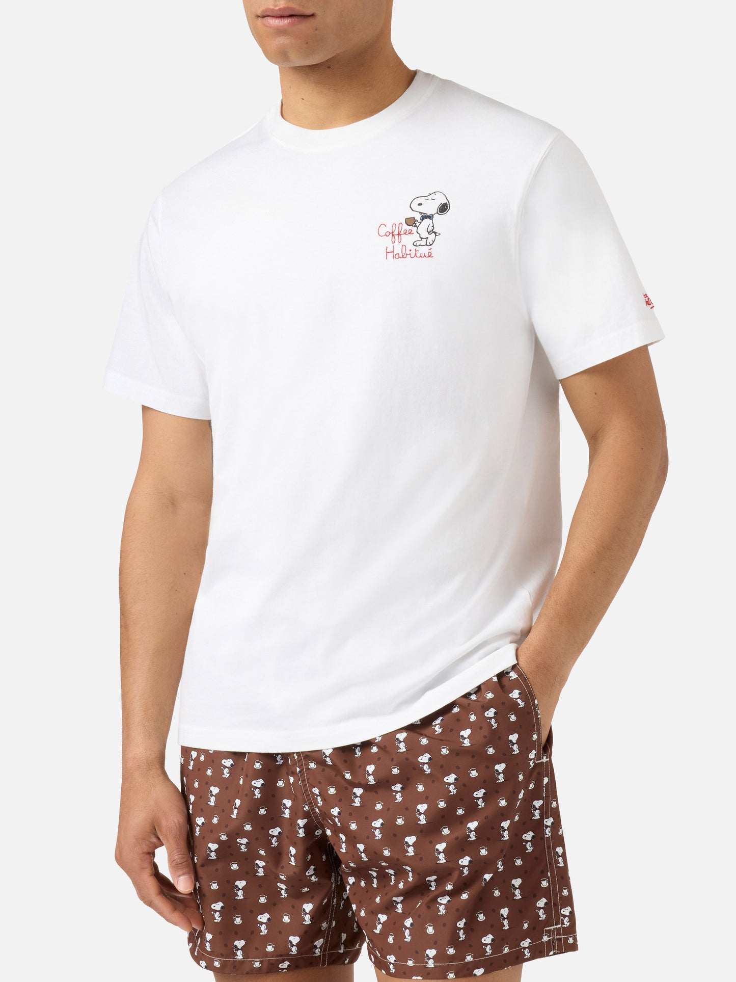 Camiseta Portofino blanca con bordado Coffee Habitué | Edición especial 